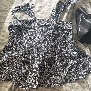 Torrid Black and White Floral Blouse